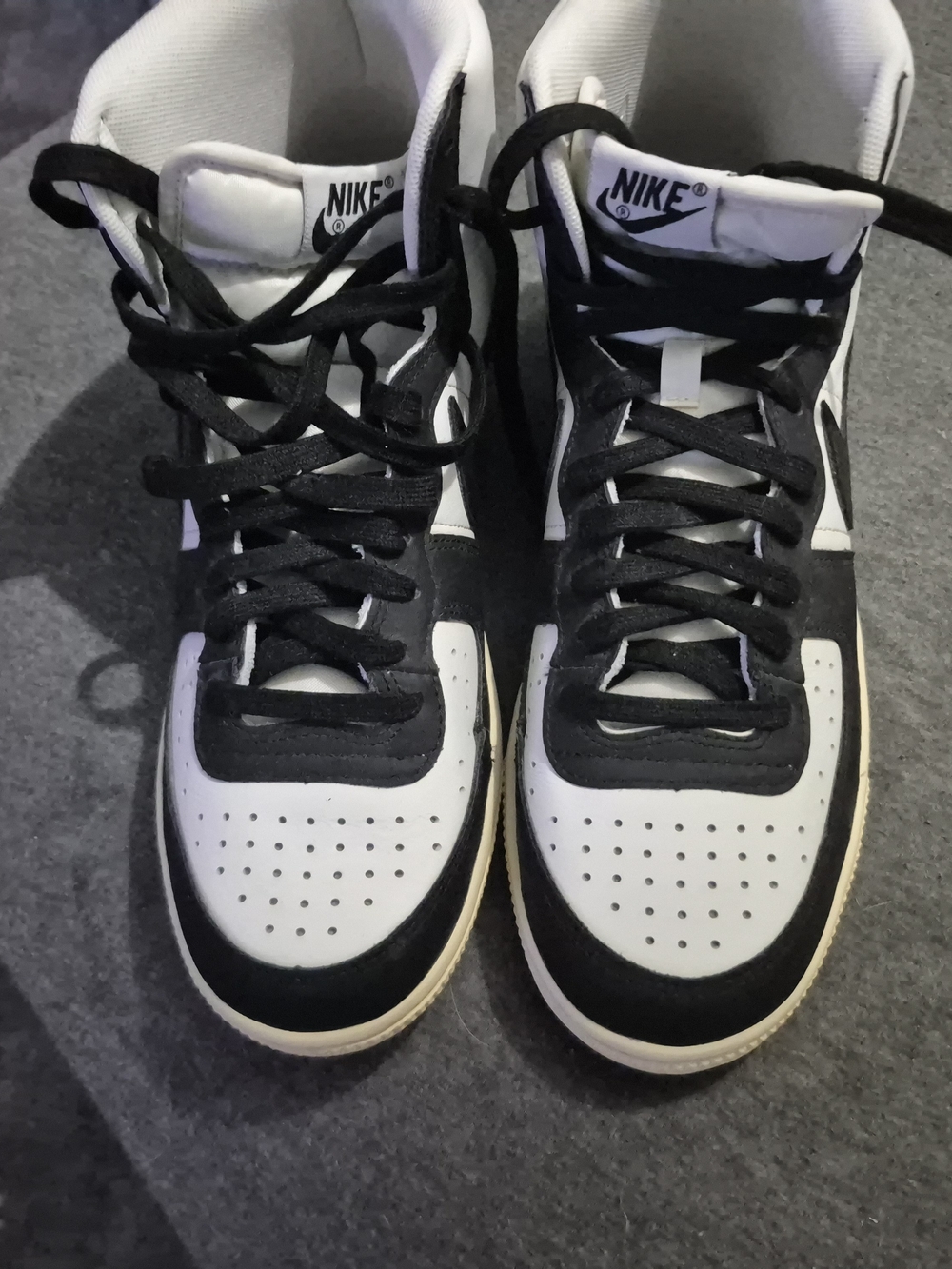 Nike Men’s Black and White High-Top Sneakers with Cream Sole